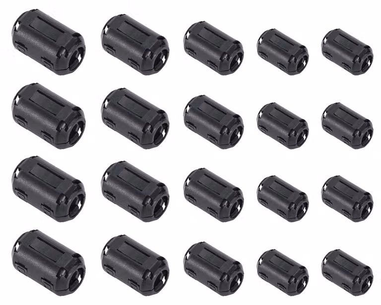 20 anelli ferromagnetici, filtri di interferenza, da 3,5 a 13 mm, per cavi USB