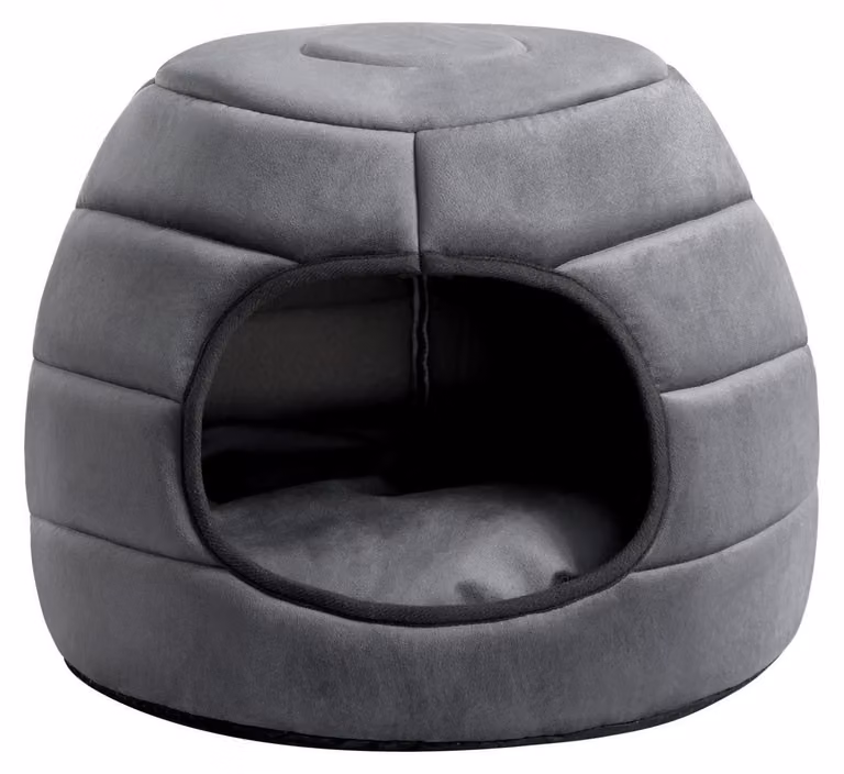 Cuccia per gatti, lettino per cani, 2-in-1, pieghevole, grigio scuro, tessuto simile al velluto