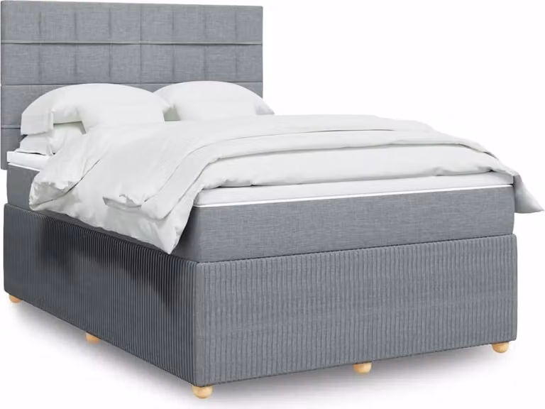 Maison Exclusive - Letto boxspring con materasso grigio chiaro 160x200 cm tessuto