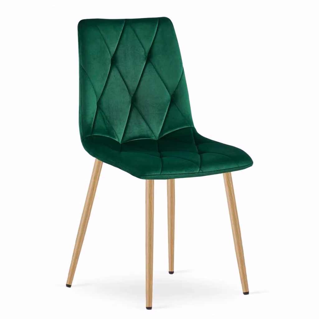 Set di 4 sedie Libra KENDRA HOME in velluto verde e metallo, ideali per la tua zona pranzo o soggiorno – 2