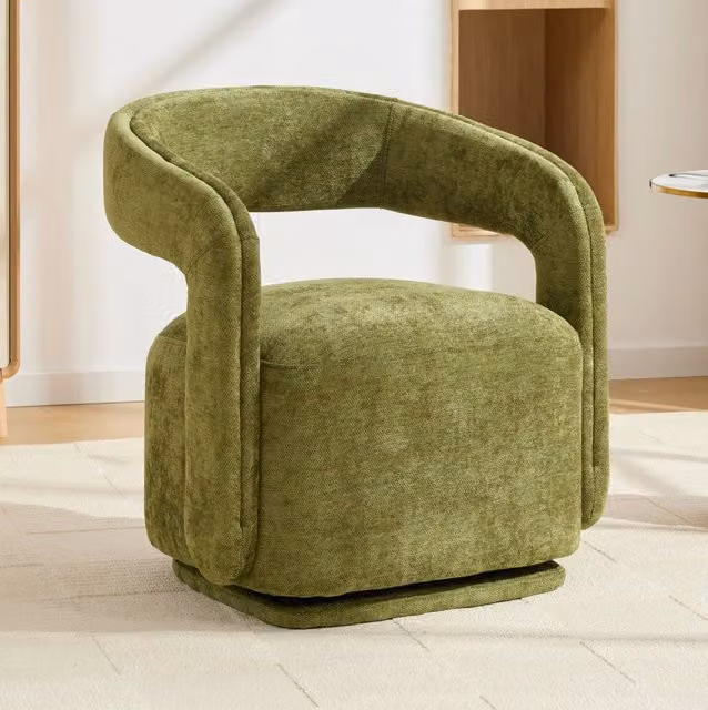 Poltrona girevole 70x65.5x74 cm con rotazione a 360° in ciniglia verde