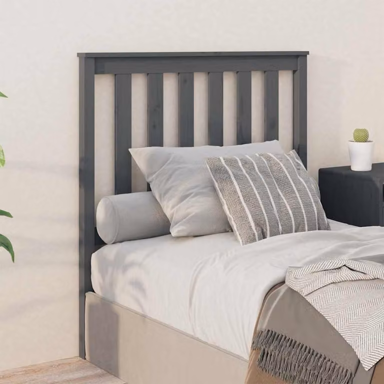 Testiera per letto vidaXL in legno massello di pino, colore grigio, L: 96 cm, P: 6 cm, H: 101 cm