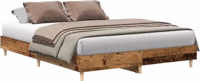 Letto matrimoniale Design In in legno color marrone effetto antico con giroletto in truciolato L/P/H: 150 x 200 cm – 1
