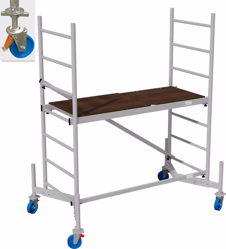 KRAUSE ClimTec Gerüst 3m inkl. Fahrrollensatz Ø 150mm verstellbar