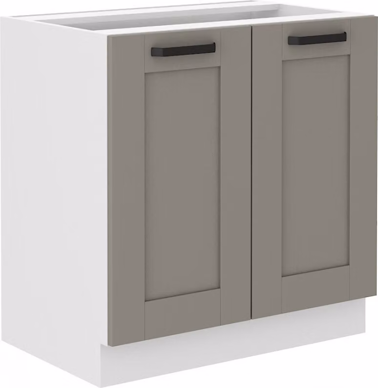 Armadietto inferiore a doppia anta LAILI - larghezza 80 cm, grigio chiaro / bianco