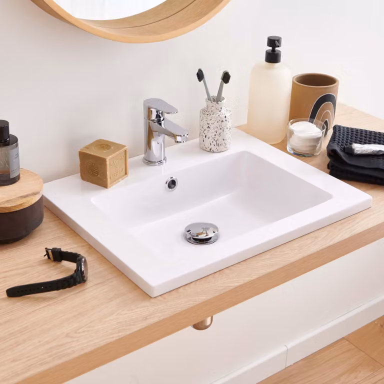 Lavabo da incasso rettangolare ARIA 50x40cm in resina bianca