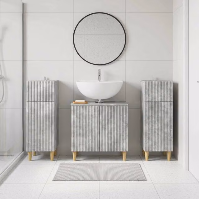 Set di armadietti da bagno in 3 pezzi ARNHEM Grigio Cemento 3418011