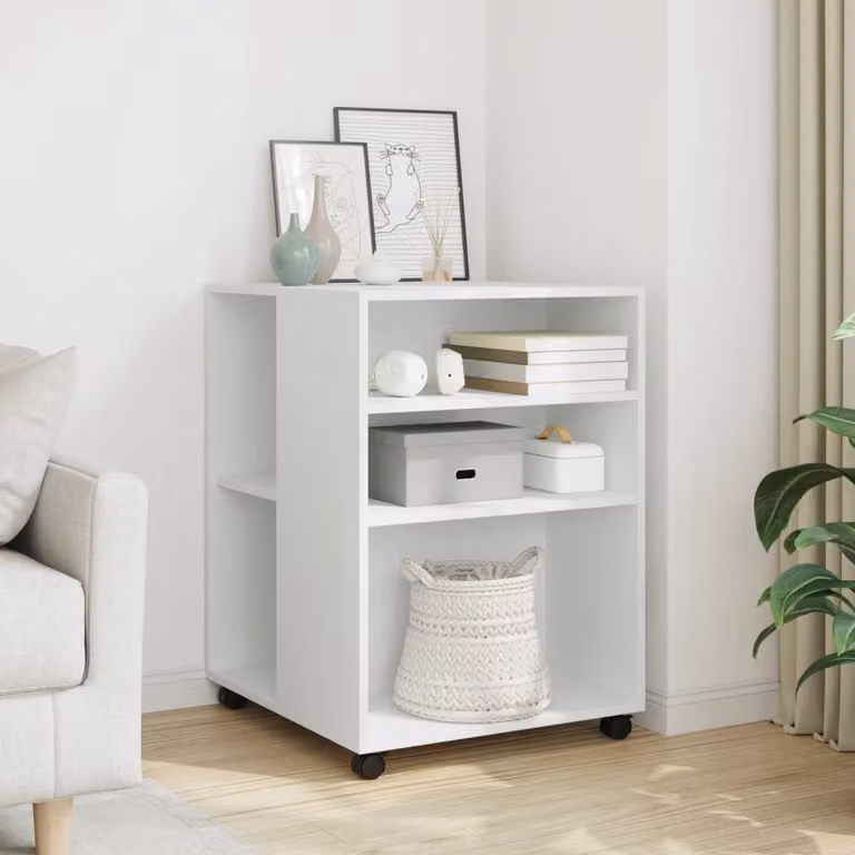 vidaXL Tavolino moderno con ruote bianco in legno e MDF L: 55 cm, P: 60 cm, H: 78 cm