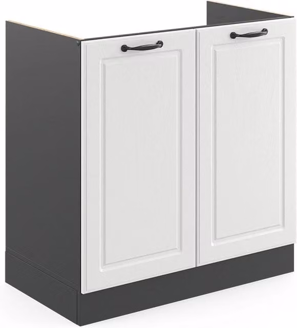 Mobile lavello cucina Vicco R-Line stile rustico Bianco e Antracite L: 80 cm