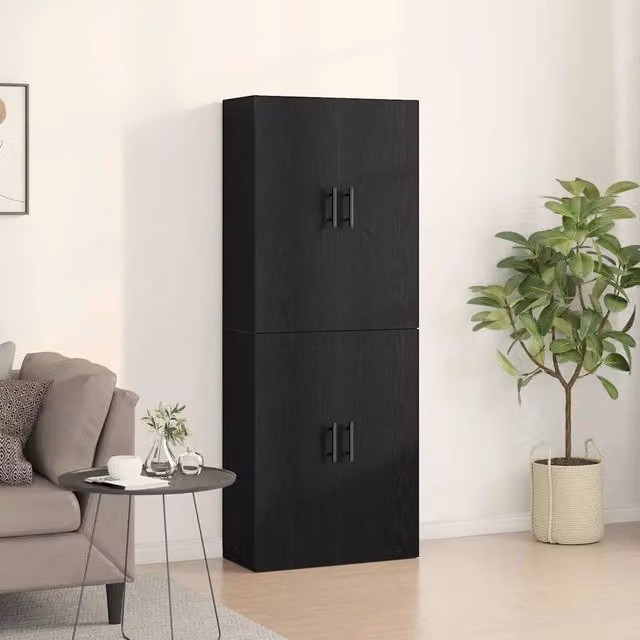Mobiletto a muro 2 pz Rovere Nero 69,5 x 34 x 90 cm 3333102