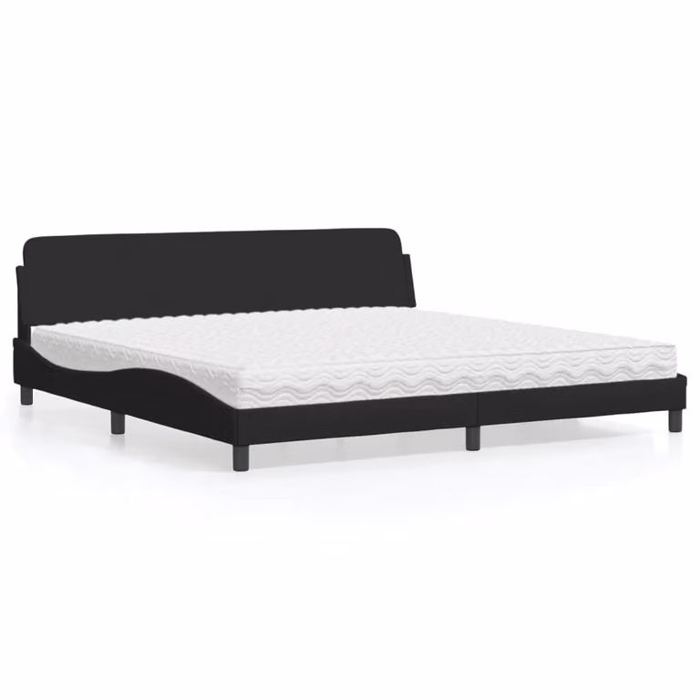 Letto con Materasso Dover Nero 200x200 cm in Tessuto