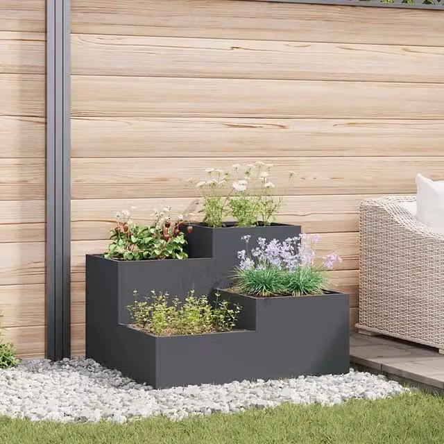 Vaso da giardino vidaXL in acciaio colore antracite L: 80 cm, P: 80 cm, H: 60 cm – 1