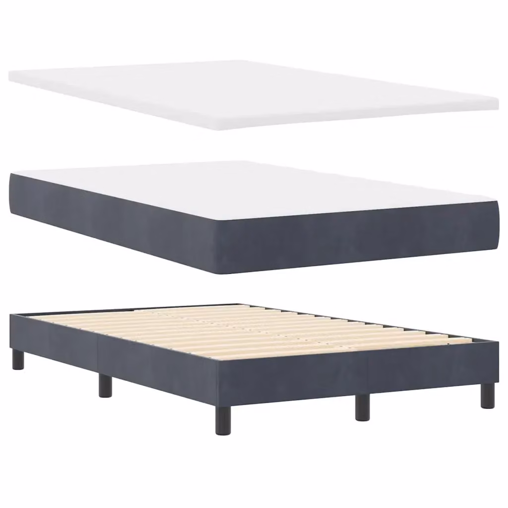 Letto a molla con illuminazione LED vidaXL in velluto grigio, L 120 x P 200 cm – 2