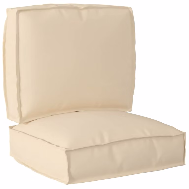 Set di 2 Cuscini per Pallet vidaXL in Tessuto Oxford Beige, Idrorepellenti, L/P/H: 50 x 50 x 12 cm