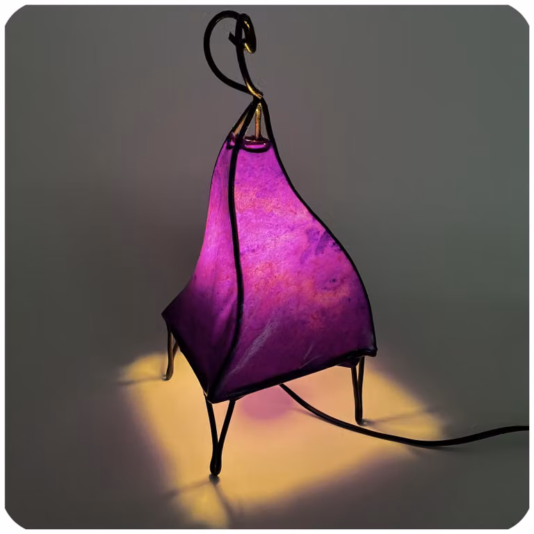 Lampada orientale Lampada all'henné Lampada in pelle marocchina Lampada da tavolo Lampada da terra Mellah unicolore 35-38 cm, viola