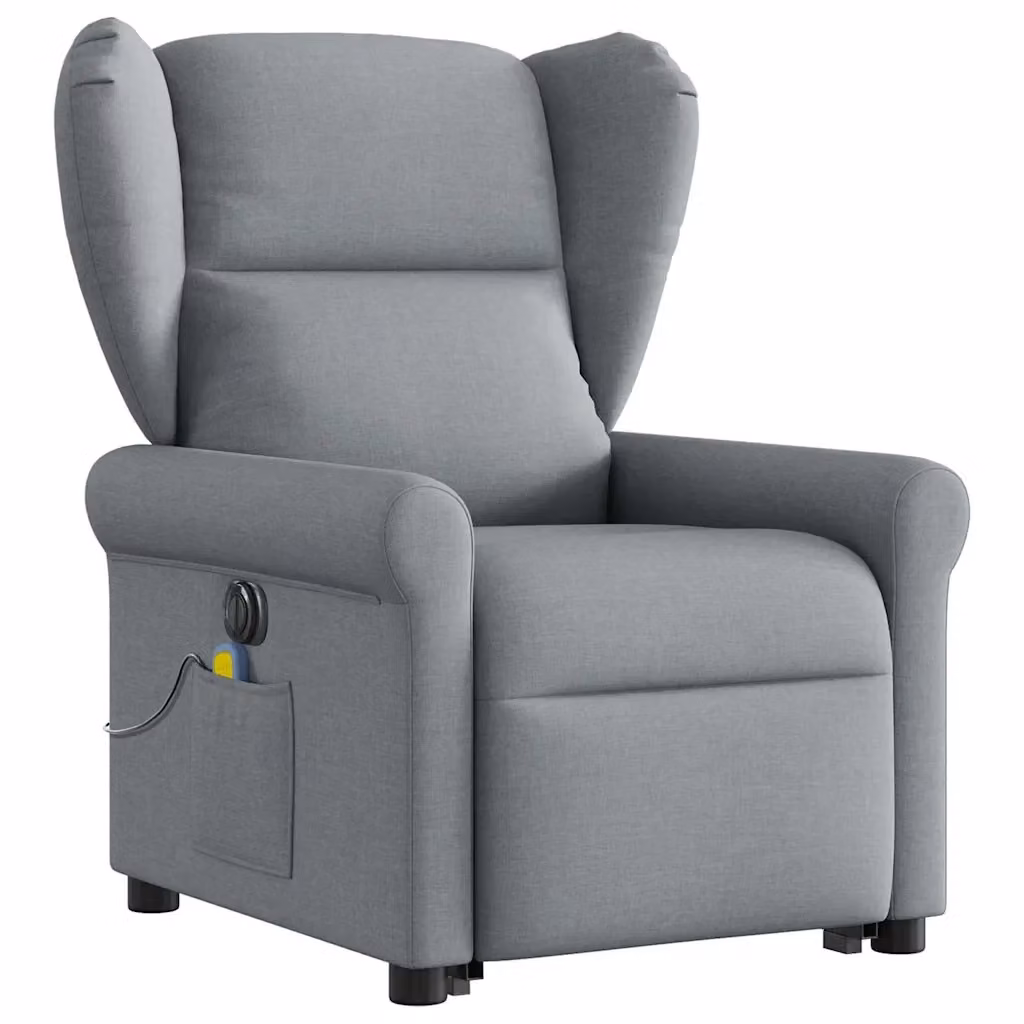 Poltrona Alzapersona Elettrica con Massaggio vidaXL Grigio Chiaro in Tessuto con Braccioli per Senior – 2