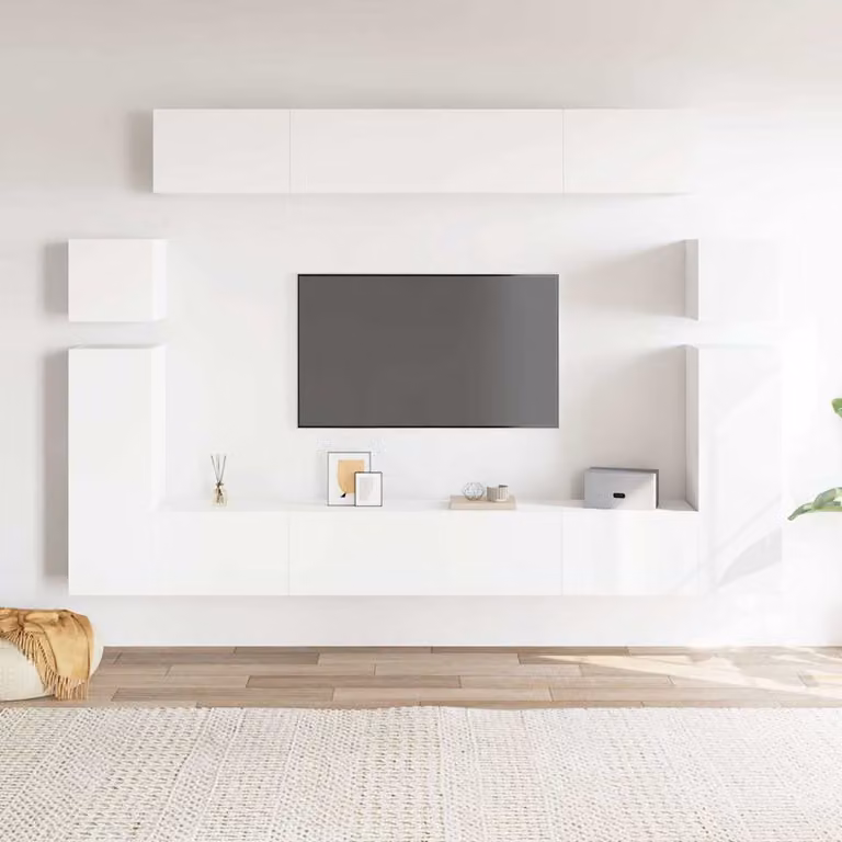 Set Mobili Porta TV Moderno vidaXL in Legno Multistrato e MDF Bianco Opaco