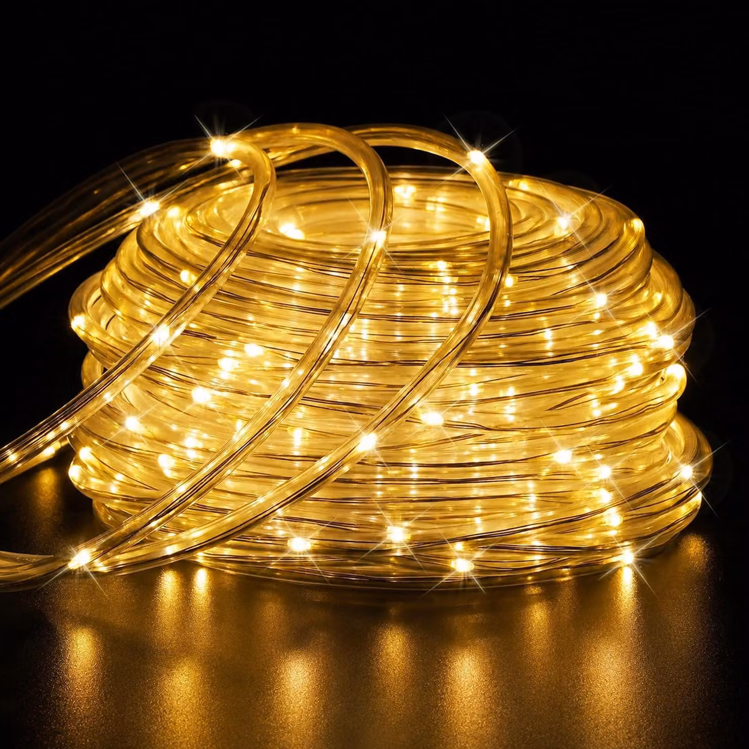 Striscia luminosa a LED, 12 metri, 100 LED, luce bianco caldo, alimentazione a batteria, 8 modalità