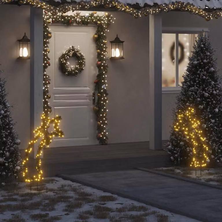 vidaXL Luce Decorativa di Natale Stella Cadente con 115 LED Bianco Caldo e Picchetti, Altezza: 89 cm