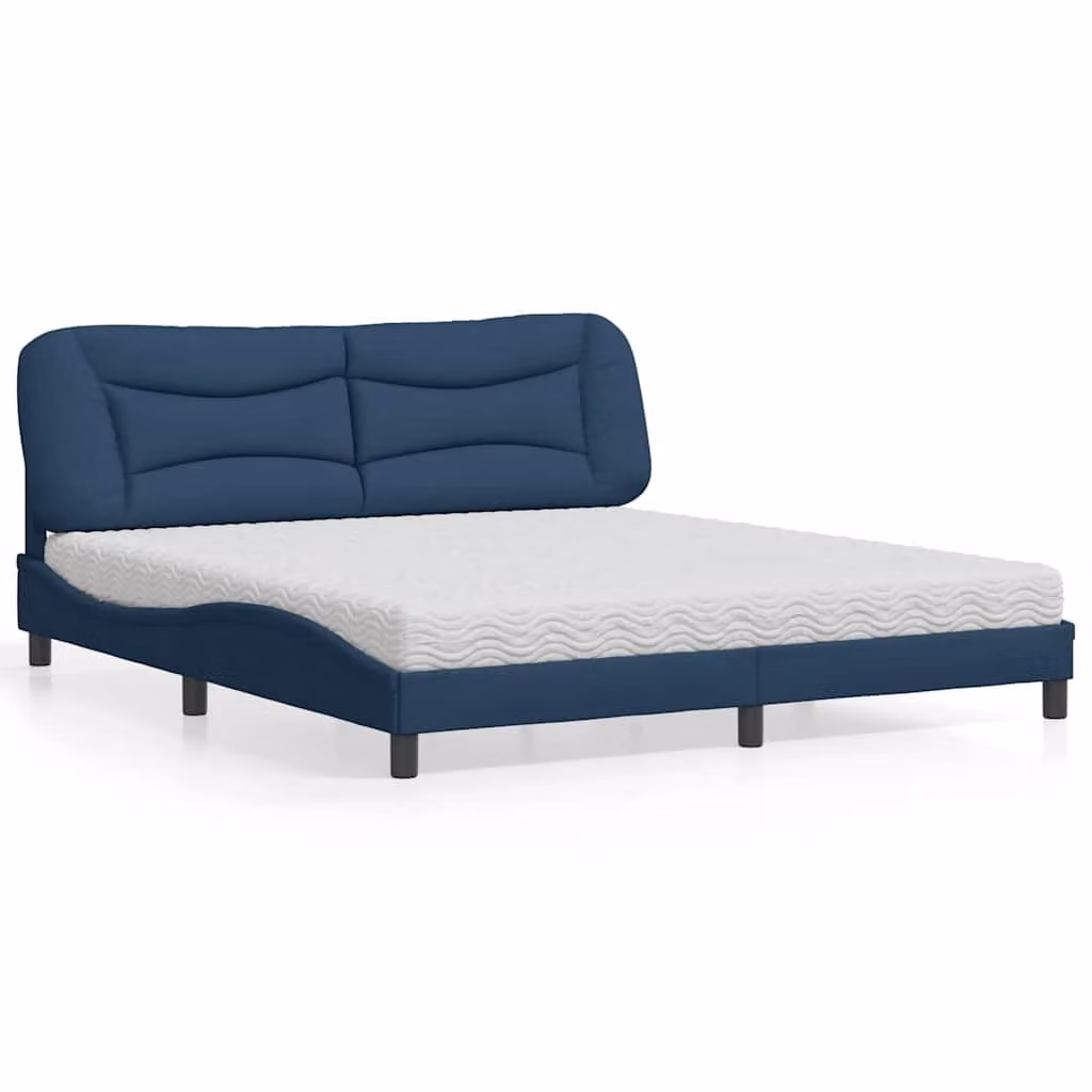 Letto con Materasso Hvar vidaXL Blu e Bianco in Tessuto L/P/H: 180 x 200 x 185 cm – 1