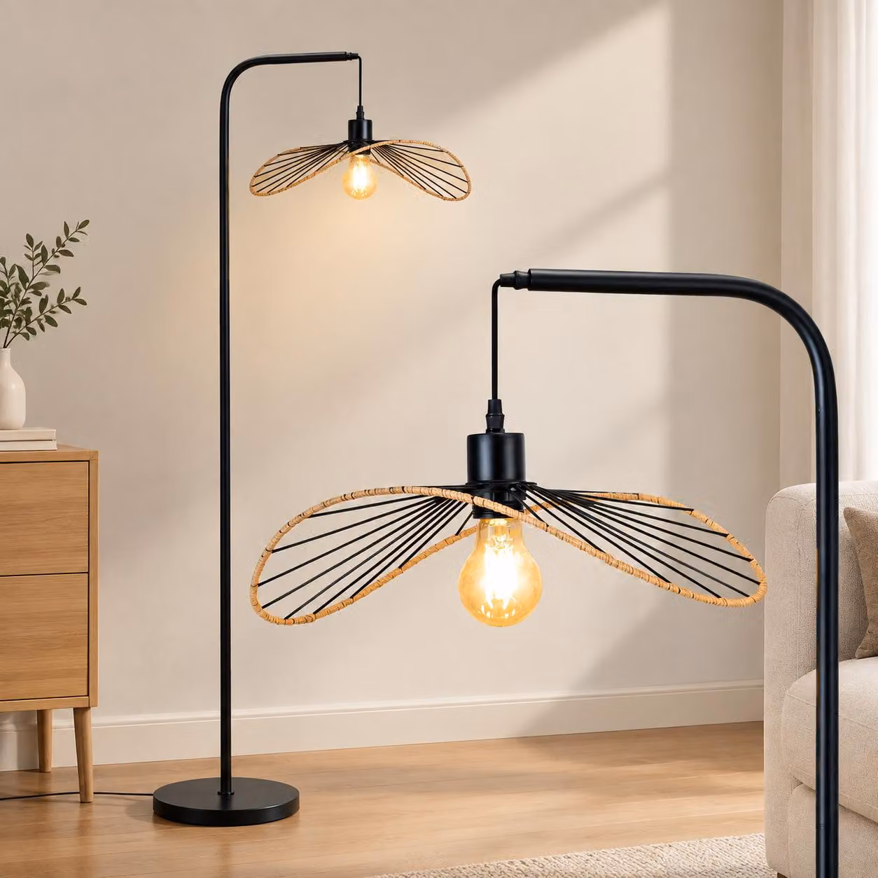 Lampada da terra ZMH con interruttore a pedale, lampada ad arco, stile retrò, metallo, lampada da terra industriale, lampada da lettura per camera da letto, letto, soggiorno, illuminazione interna, colore nero