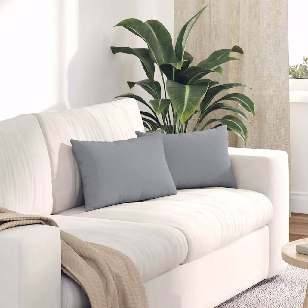 Set di 2 cuscini da divano vidaXL in tessuto grigio con fodera rimovibile, L: 50 cm, P: 30 cm