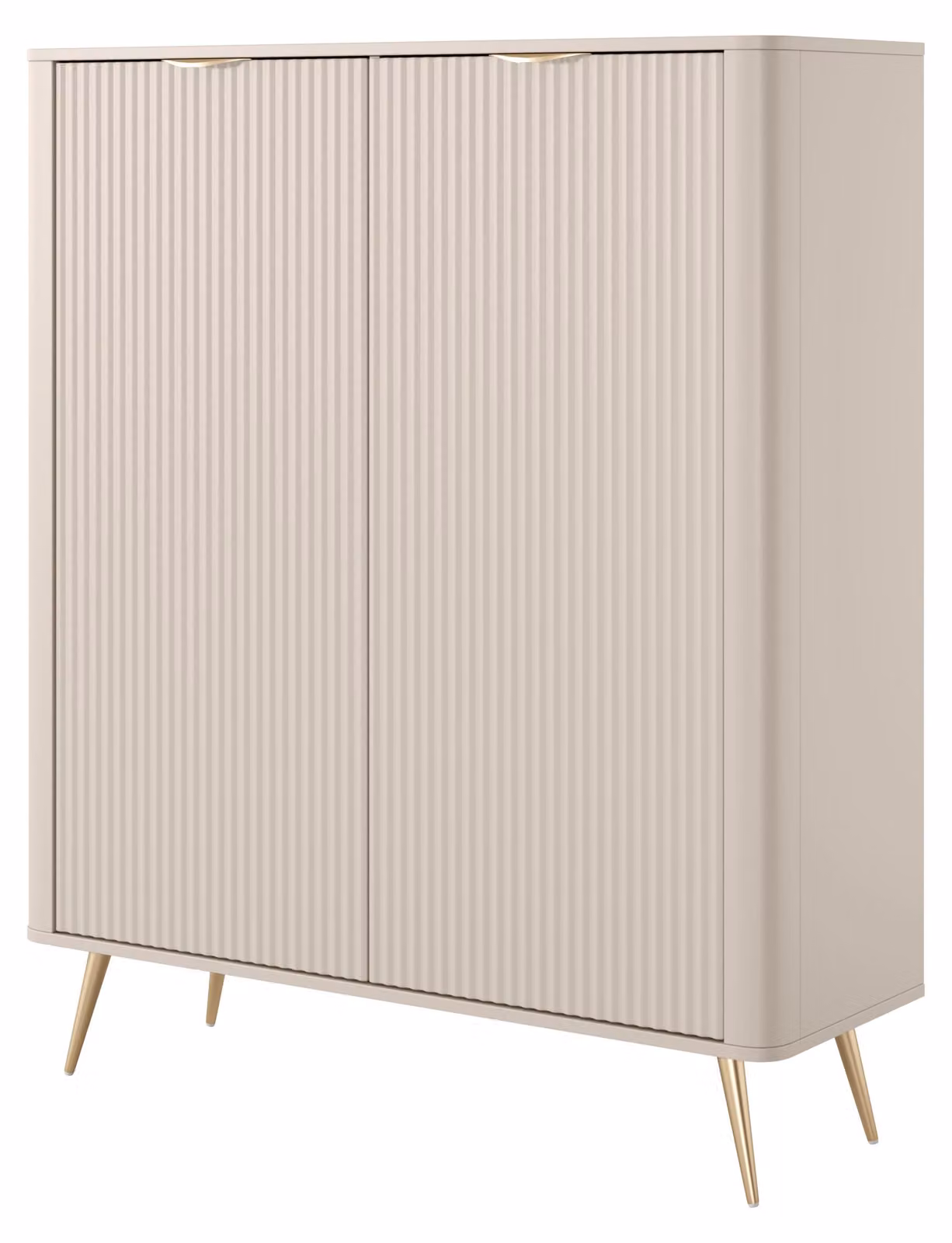 Comodino: 2 ante, color beige, dimensioni 113 x 38 x 134 cm