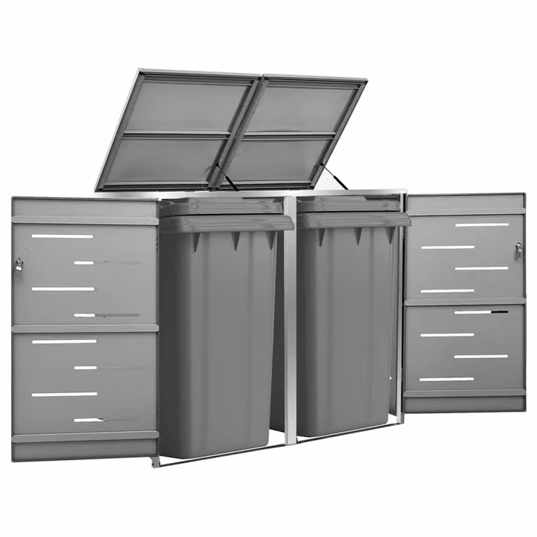 Copribidone singolo vidaXL in acciaio inox e acciaio zincato, colore antracite/grigio, L: 69 cm, P: 77,5 cm, H: 115 cm