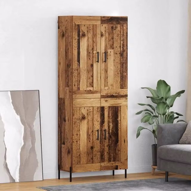 Set di 2 credenze moderne vidaXL in legno e metallo marrone con ante a battente e ripiani interni, L: 69,5 cm, P: 34 cm, H: 180 cm – 1