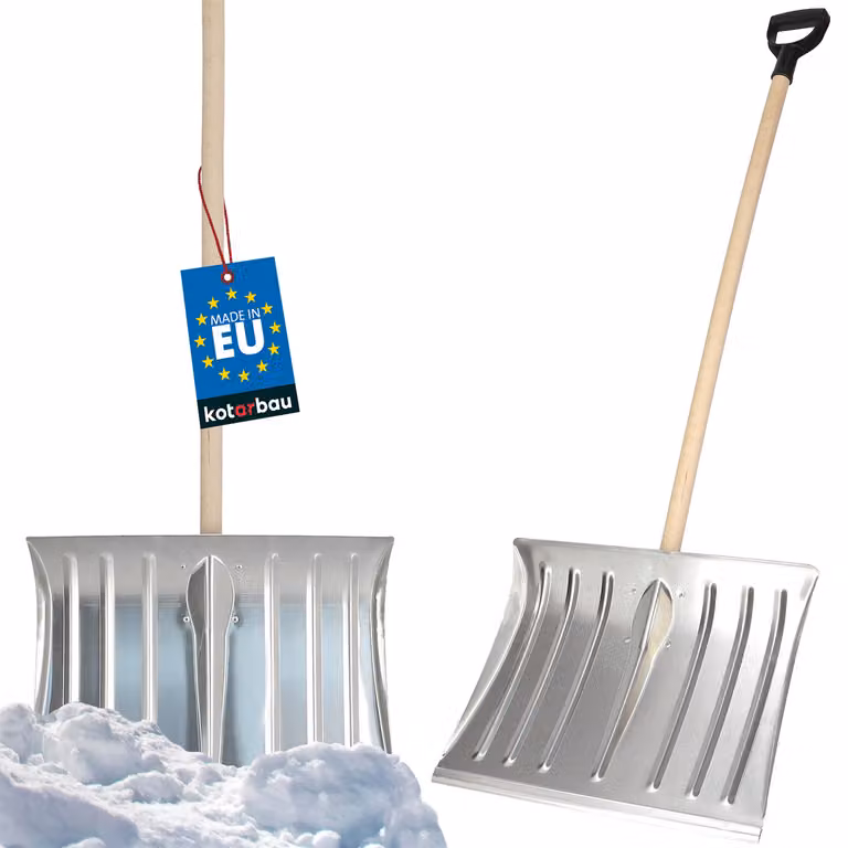 KOTARBAU® Pala da neve Pala da neve 50 cm con manico in legno Lama in alluminio rinforzata con manico ergonomico 139 cm