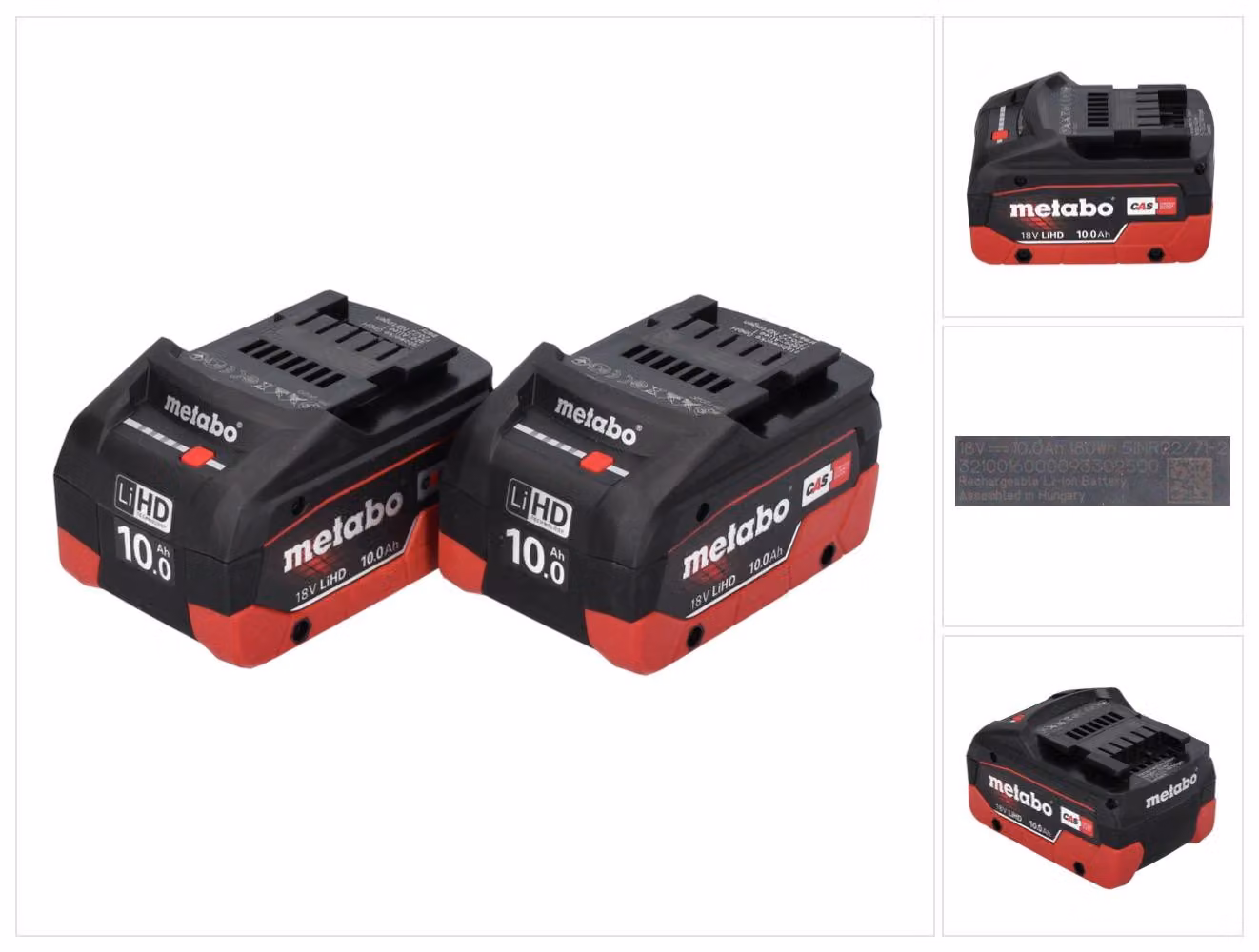 Metabo LiHD Set di 02 batterie 18 V 10,0 Ah sistema CAS (2x 625549000)