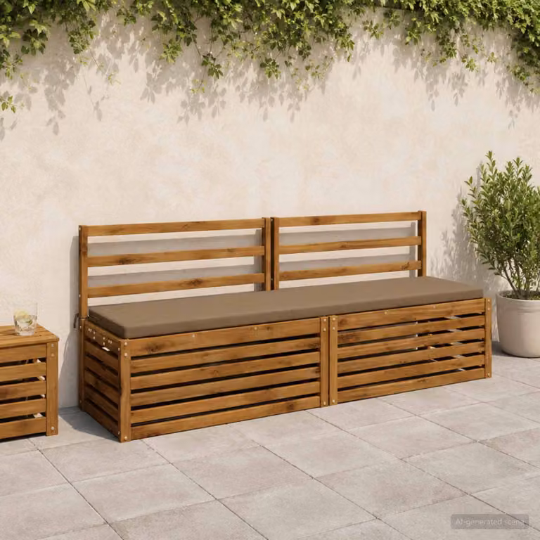 Set di 2 cuscini per panchina vidaXL in poliestere con imbottitura in schiuma, resistenti ai raggi UV e lavabili, disponibili in beige, grigio o marrone, L 180 x P 40 x H 40 cm