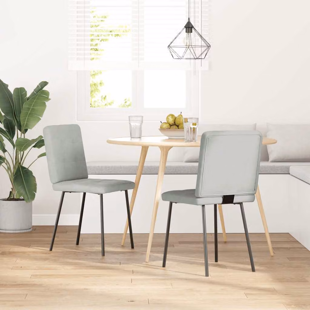 Sedie da Pranzo 2 pz Grigio Chiaro in Velluto