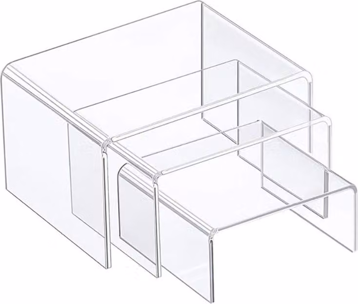 Set di 3 espositori in metacrilato con rilievo da 3 mm