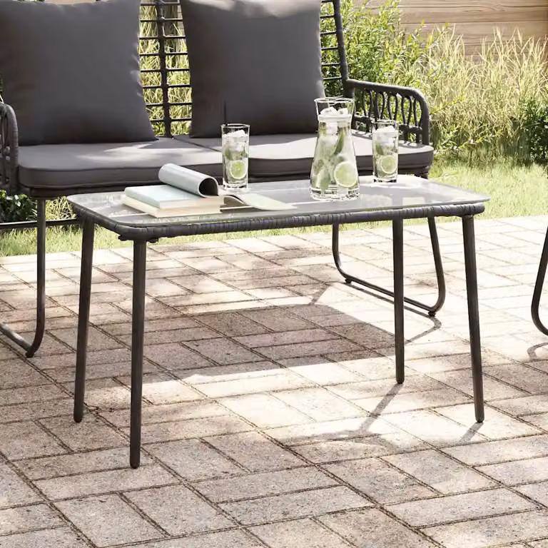 Tavolo da giardino rettangolare vidaXL in polyrattan nero L: 80 cm, P: 40 cm, H: 45 cm