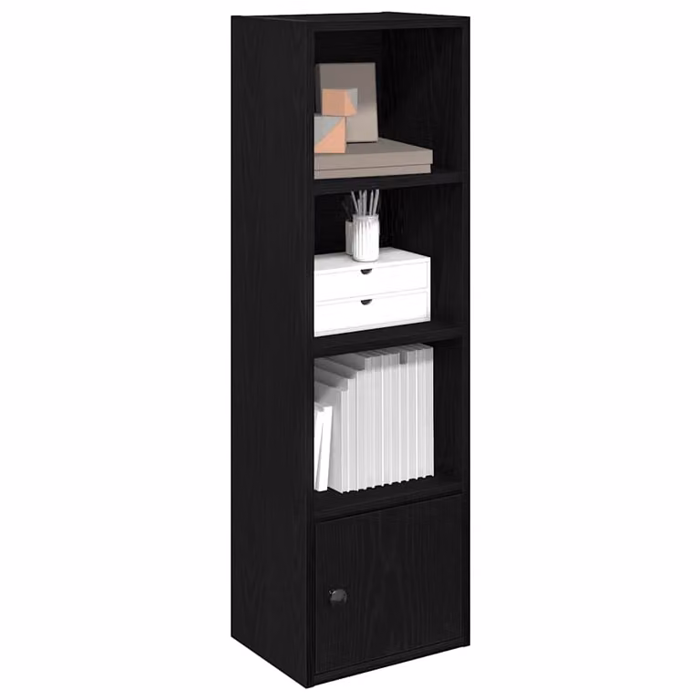 Libreria moderna vidaXL in legno nero con pannello posteriore L 31 cm, P 24 cm, H 102 cm