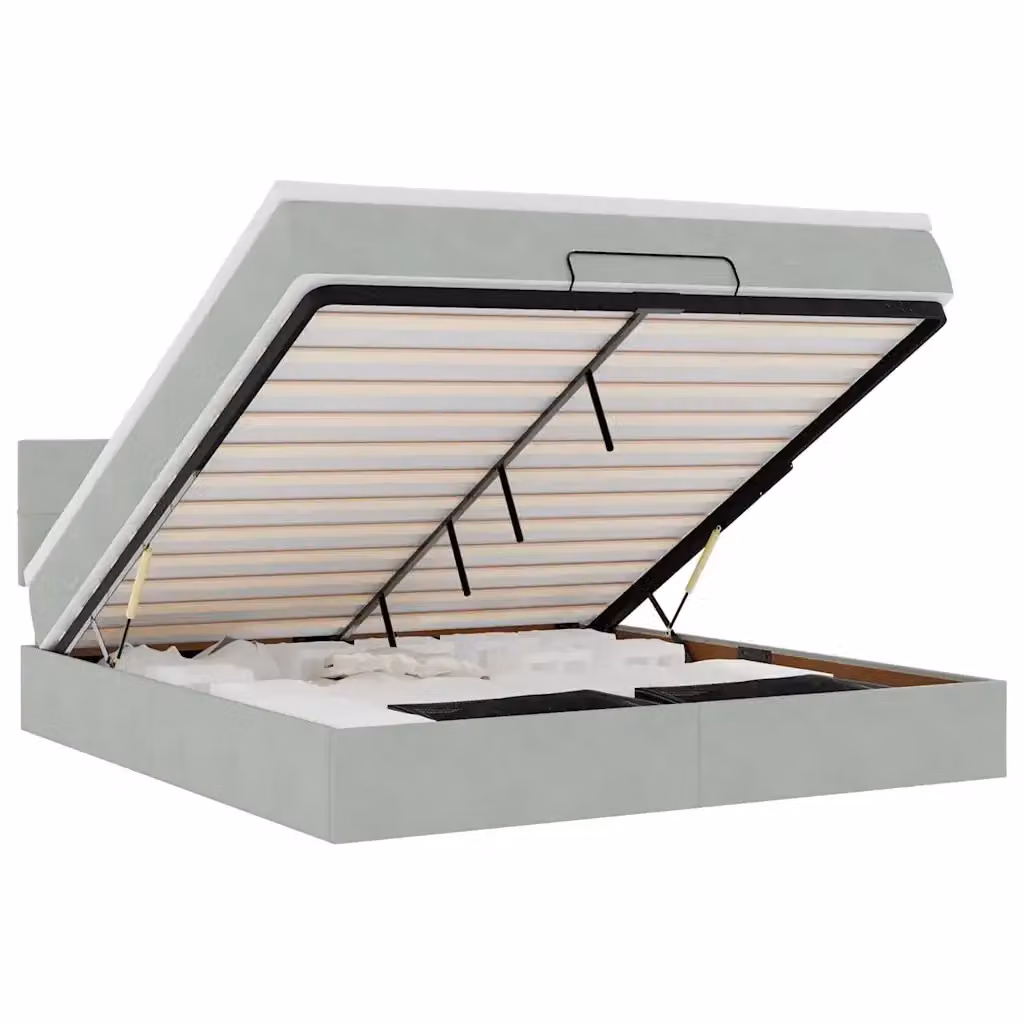 vidaXL Struttura Letto con Materasso e Contenitore a Sollevamento in Velluto L: 180 cm, P: 200 cm, H: 88 cm – 2