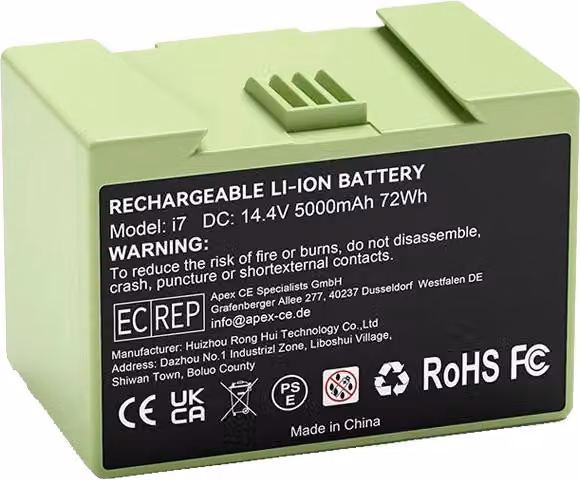 Batteria di ricambio, 14,4 V, compatibile con diversi modelli Roomba, 2 pezzi da 5000 mAh
