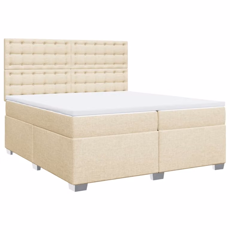 Giroletto a Molle con Materasso Crema 200x200 cm in Tessuto