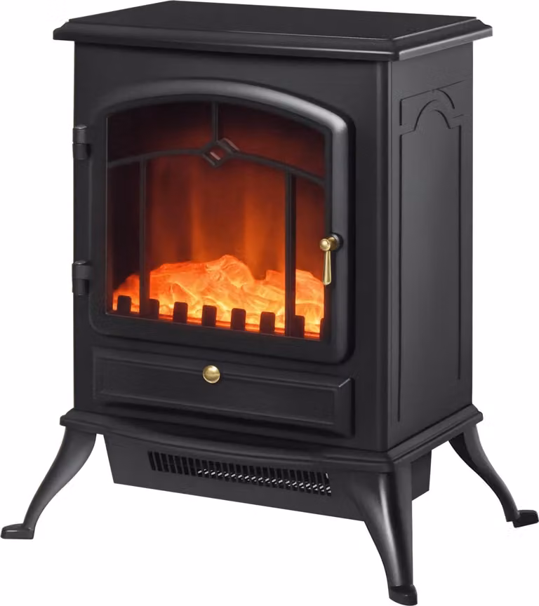 HOMCOM Camino elettrico con protezione contro il surriscaldamento, nero, 45x28x54 cm