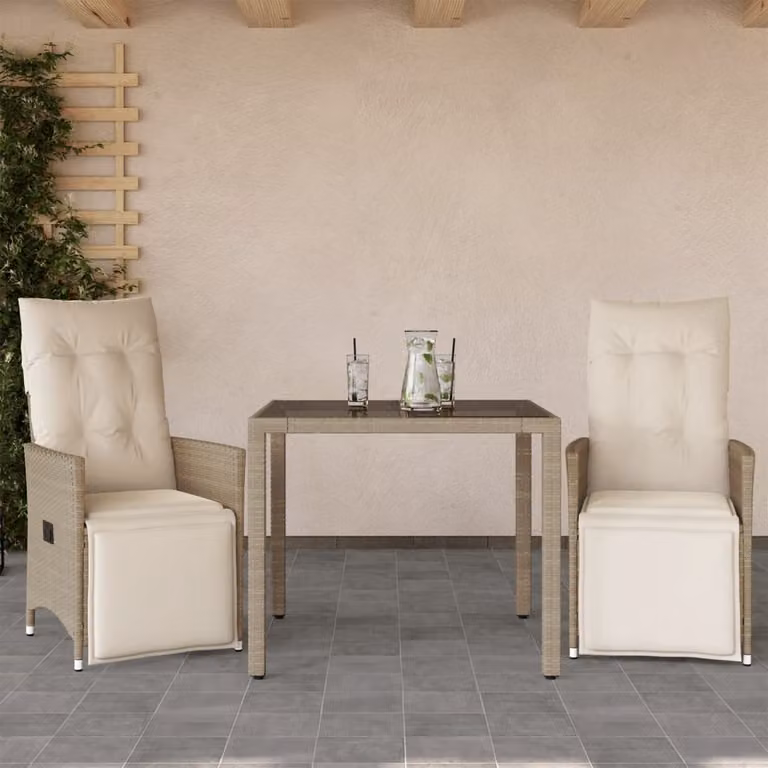 Maison Exclusive - Set da Bistrò da Giardino 3 pz con Cuscini Beige in Polyrattan