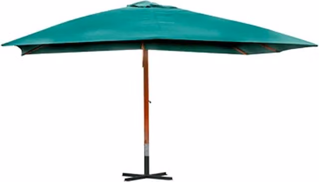 Ombrellone a sbalzo da giardino Melia verde in poliestere e legno L: 400 cm, P: 300 cm