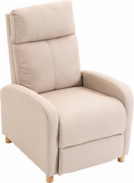 Poltrona Relax 67x157x87 cm Reclinabile Manualmente a 135° con Poggiapiedi in Tessuto Beige