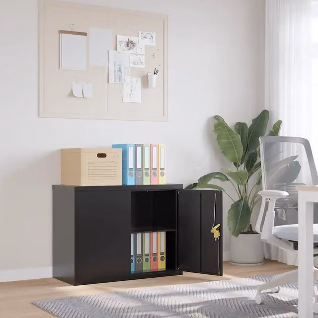 Armadio Classificatore Nero 90x40x70 cm in Acciaio 339722