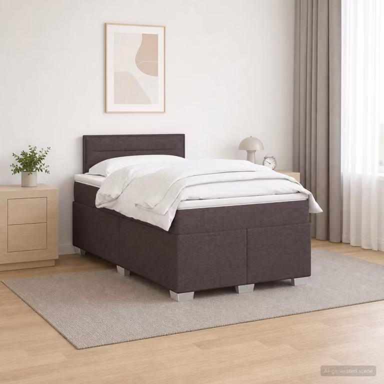 vidaXL Letto box spring con materasso Marrone Scuro 120 x 190 cm