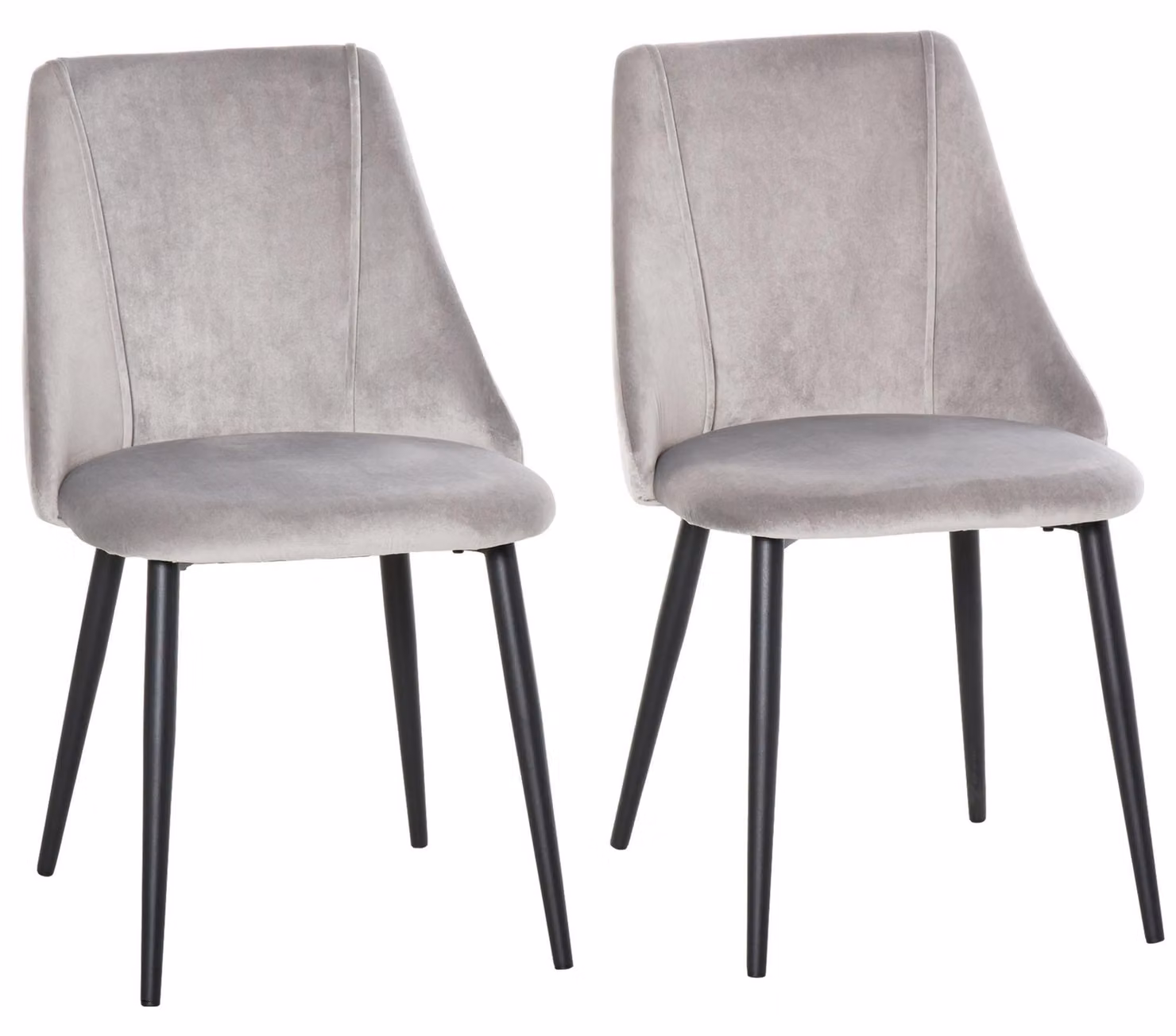 Sedia da pranzo - Sedia da cucina - Sedia con schienale - Sedia imbottita - Sedia in velluto - Grigia - Design ergonomico