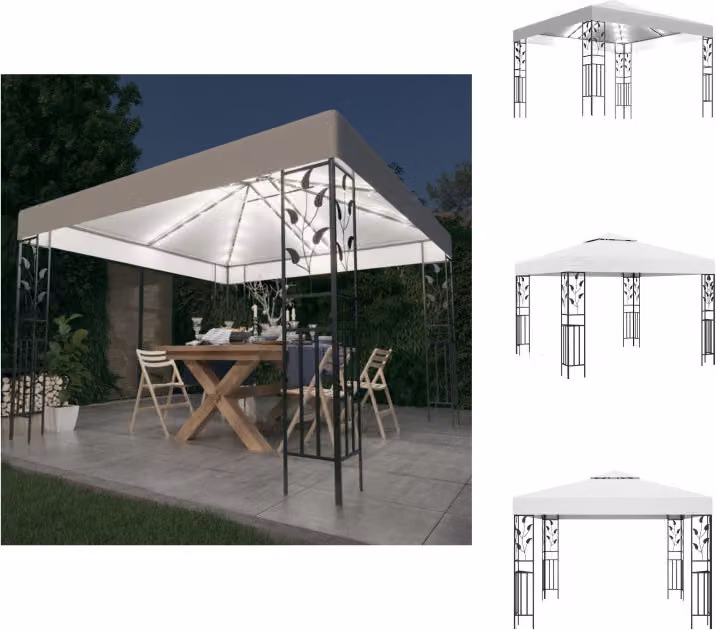 vidaXL Padiglione con luci LED 3x3 m bianco - Padiglioni e tende per feste