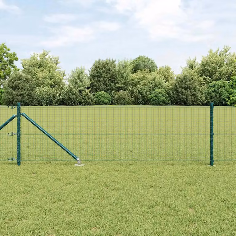 Recinzione in rete saldata con punte vidaXL, colore verde, in acciaio e PVC, L: 50 m, H: 0,8 m