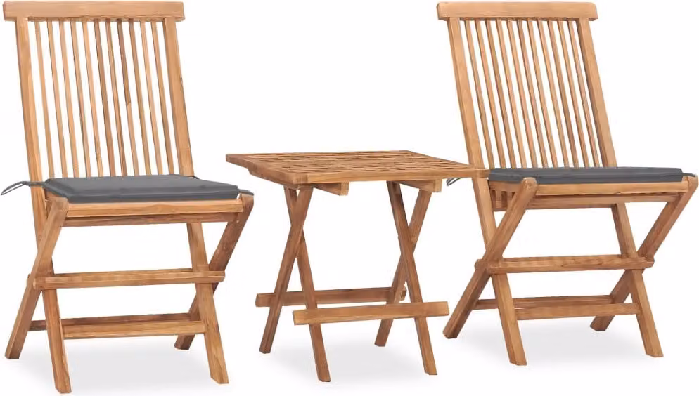 Maison Exclusive - Set da Pranzo Giardino Pieghevole 3 pz Cuscino Massello di Teak