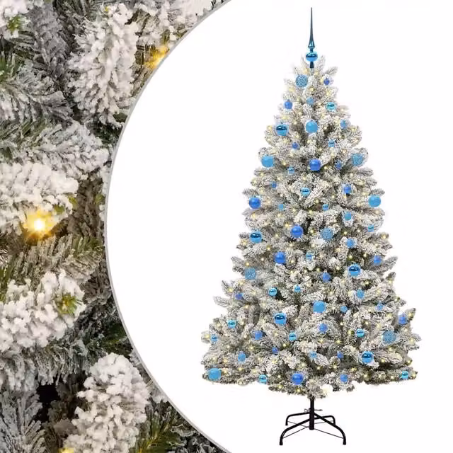 Albero di Natale Artificiale-Albero Natalizio con 300 LED Verde e Bianco 180 cm 676572